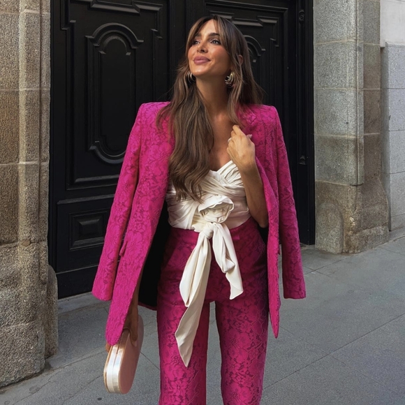 ZARA WOMAN NWT SS22 FUCHSIA LACE ANKLE PANTS ALL SIZES REF: 8475/579 - Picture 7 of 7